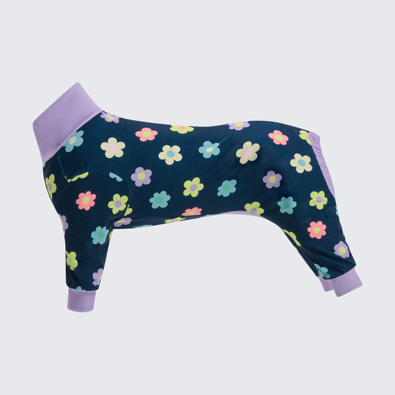 Pigiama per Cani - Fiori Blu Navy