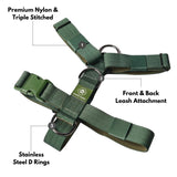 Set di imbracatura per cani Comfort Control No-Pull - Verde Militare